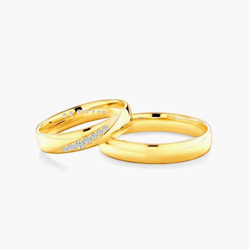 Obrączki ślubne: złote, półokrągłe, 4 mm